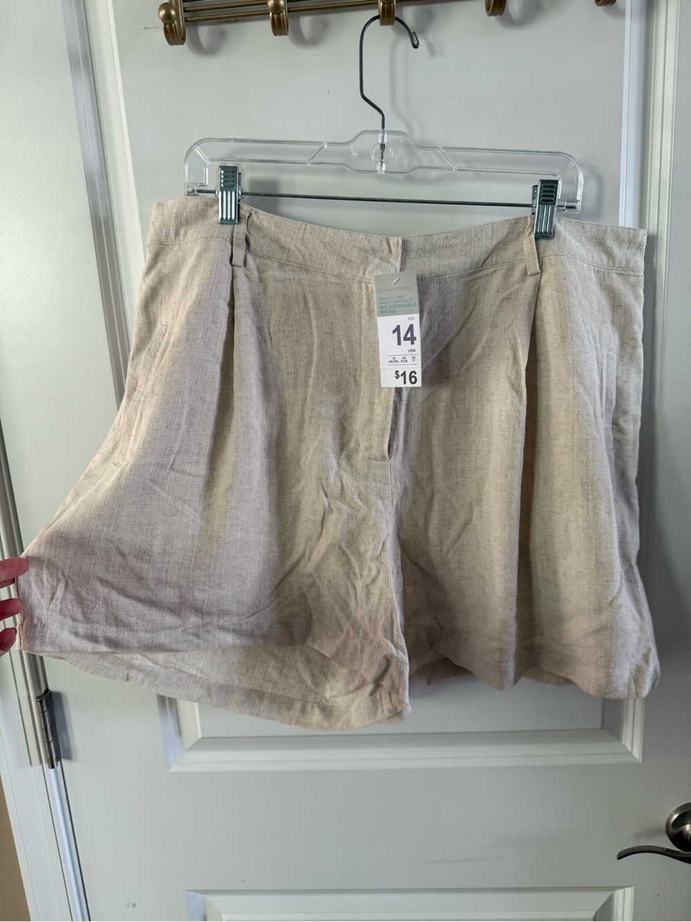 Primark Light Beige Linen-Blend Shorts NWT